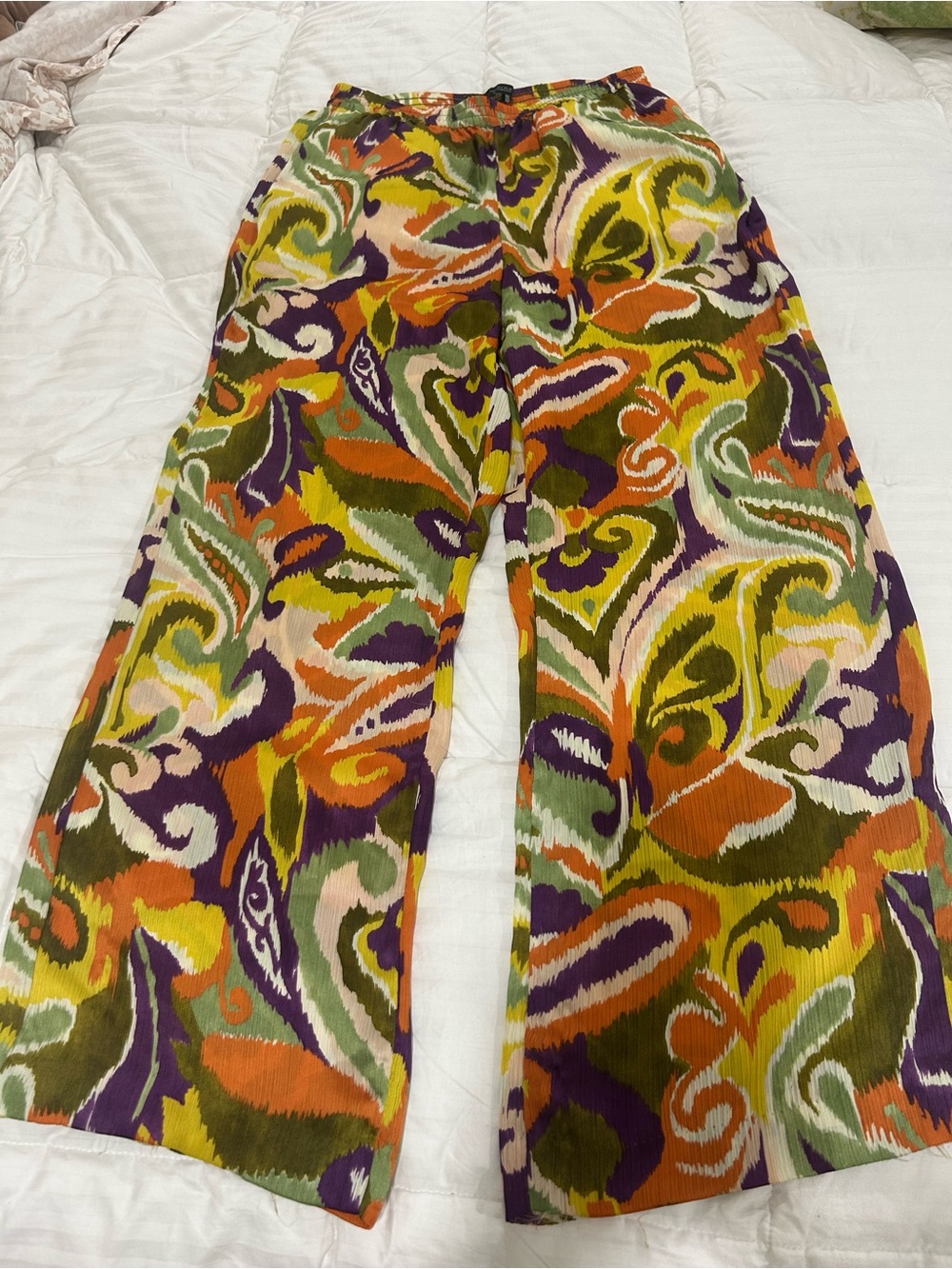 Zara Multicolor Paisley Elastic Wide-Leg Pants